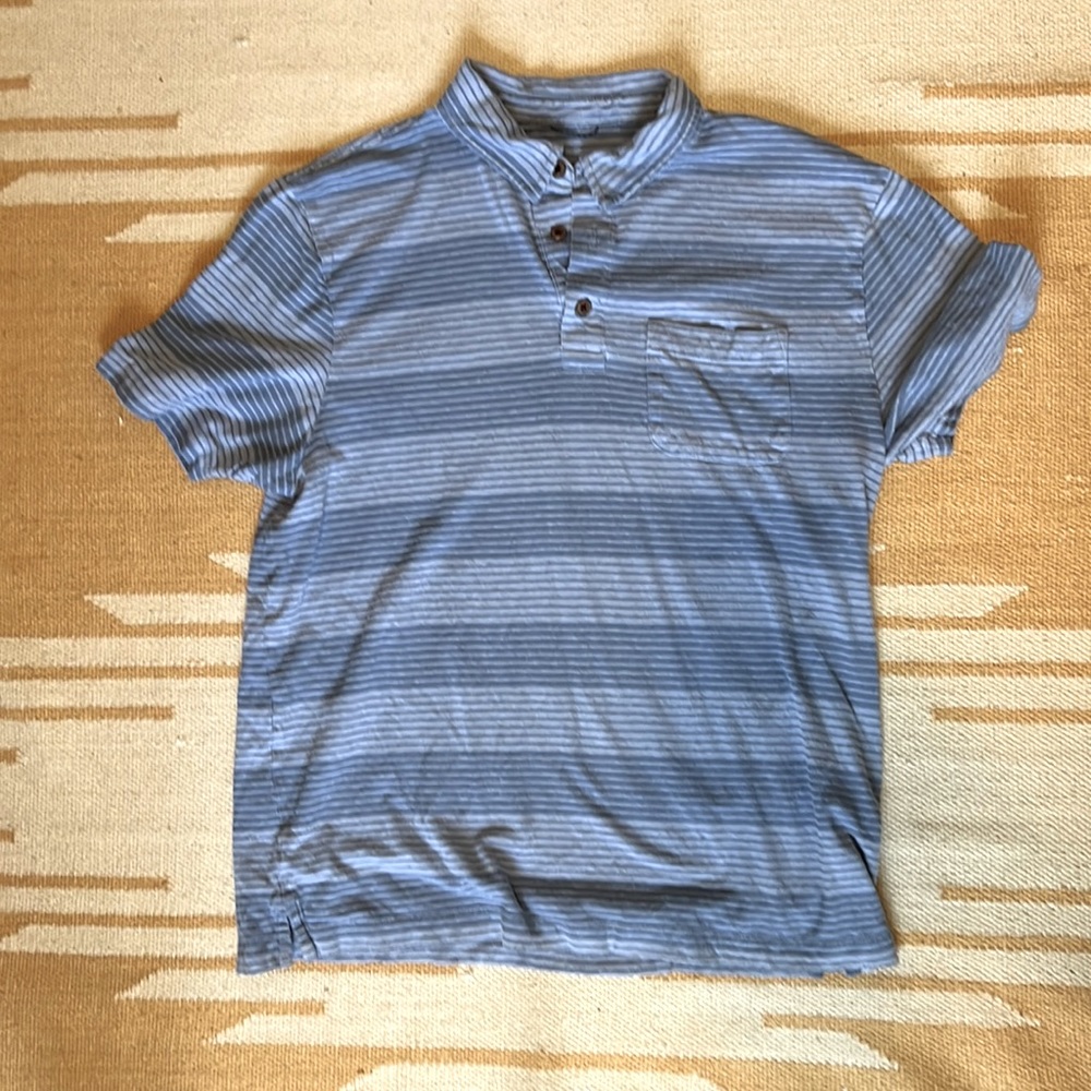 Patagonia Hemp and Organic Cotton Blend Polo - Blue Stripe (M)